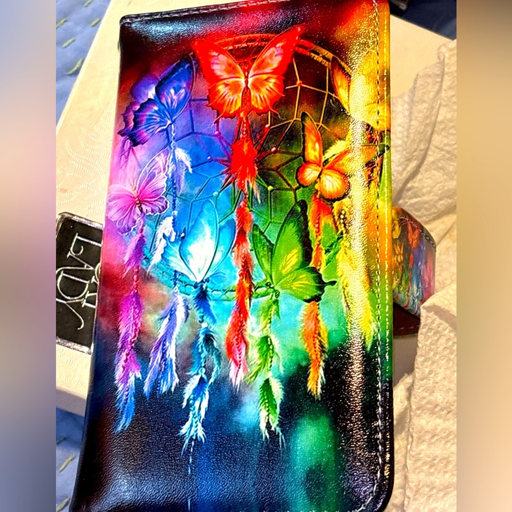 New Bcov iPhone 11 Pro Case, Bright Butterfly Multifunctional Wallet Flip